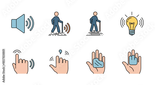 Visual representation of sensory experiences and assistive technology.