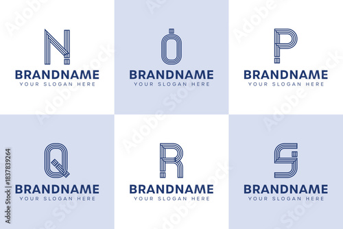 Letters IN IO IP IQ IR IS Monogram Logo Set, for NI OI PI QI RI SI Initials