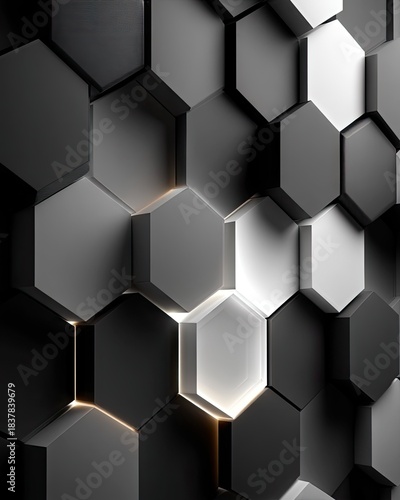 Hexagon Tiles Illuminated Abstract Background