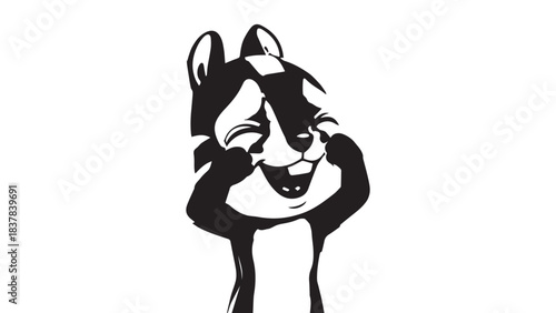 Playful Husky Cartoon Mascot with Happy Expression.