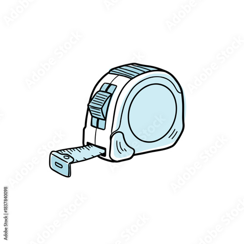 Measuring tape in light blue color for construction and DIY projects  