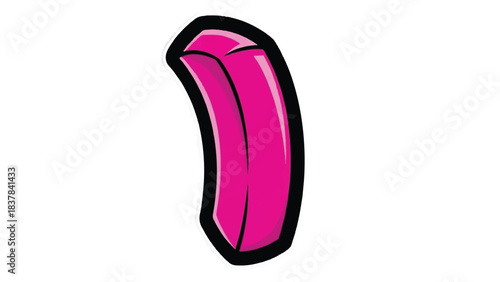 Cartoon tongue illustration with pink color and black outline isolated.