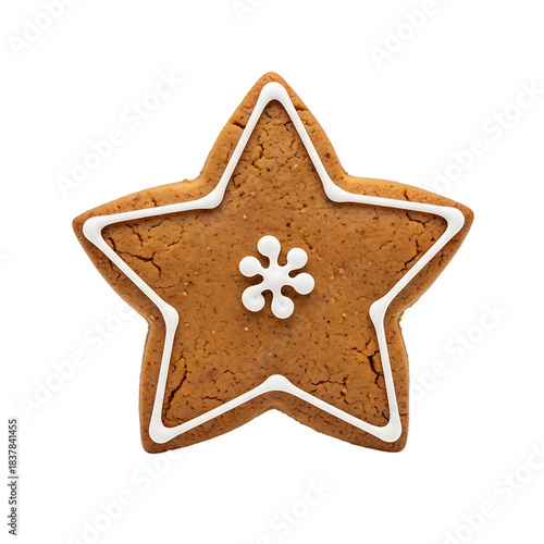 Gingerbread star cookie, isolated