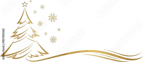 Golden Christmas Tree Wave Background
