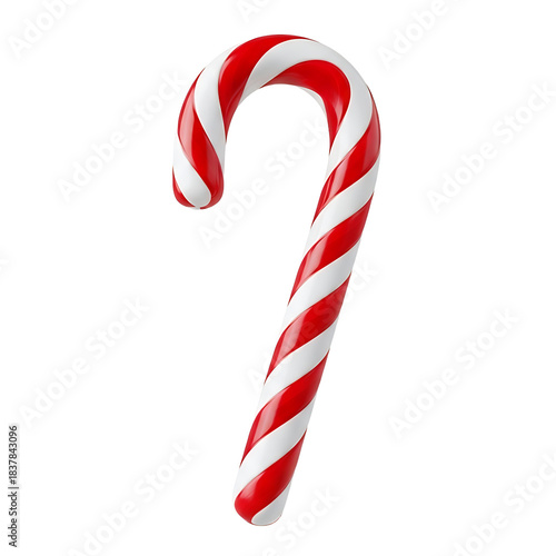 Red-and-white candy cane isolated