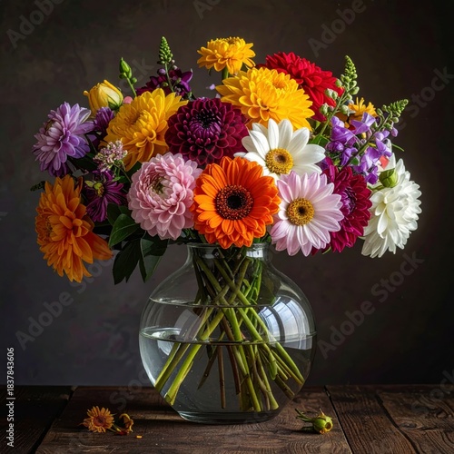 Wallpaper Mural Bouquet of colorful flowers arranged beautifully in a glass vase. Torontodigital.ca