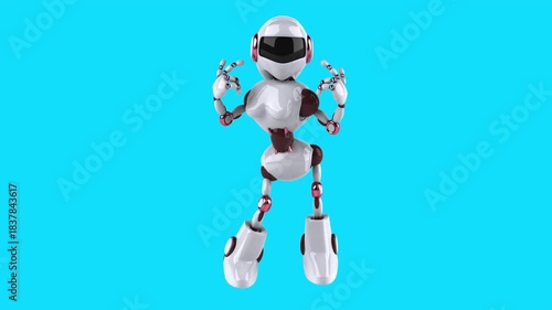 Fun 3D cartoon happy robot (with alpha channel)