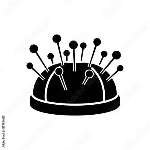 Sewing Pin Cushion Icon – Tailoring Needle Holder Symbol for Craft, Sewing & Textile Design