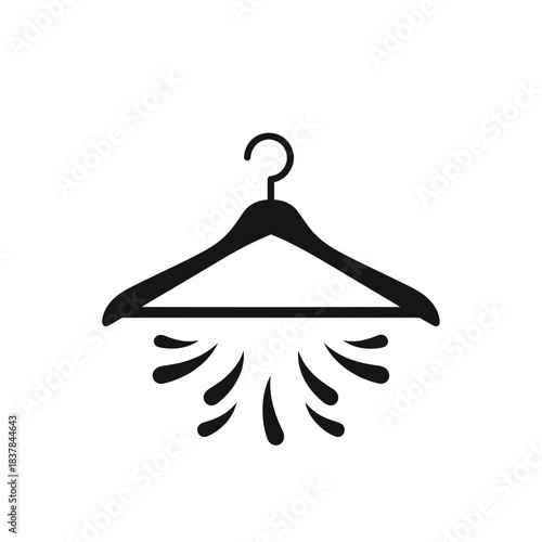 “Clothes Hanger with Spray Icon – Laundry Freshening Silhouette Vector”