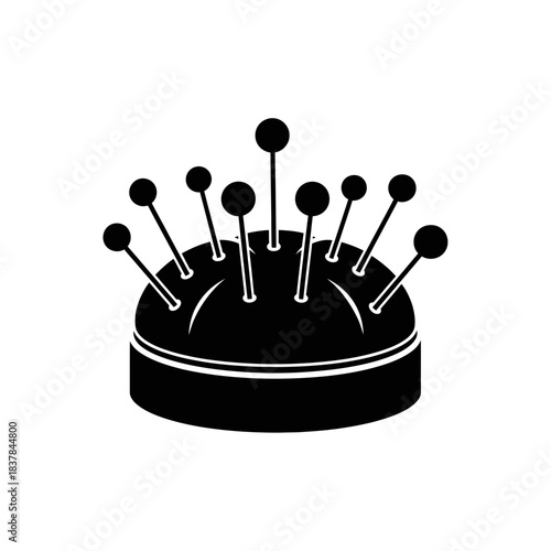 Sewing Pin Cushion Icon – Tailoring Needle Holder Symbol for Craft, Sewing & Textile Design
