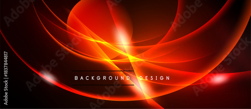 Abstract red light streaks form dynamic curves. Dark background emphasizes glowing lines, creating modern visual effect.