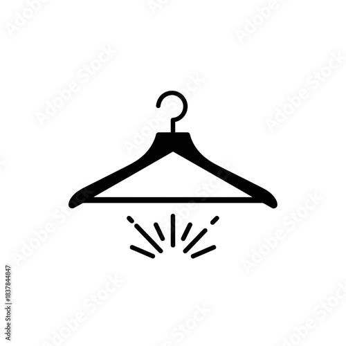 “Clothes Hanger with Spray Icon – Laundry Freshening Silhouette Vector”