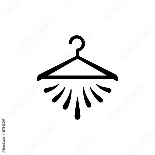 “Clothes Hanger with Spray Icon – Laundry Freshening Silhouette Vector”