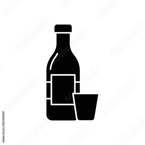 Drink Bottle and Cup Icon – Beverage Serving Symbol for Bar, Cafe & Menu Design