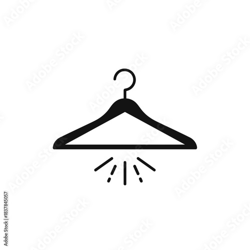 “Clothes Hanger with Spray Icon – Laundry Freshening Silhouette Vector”