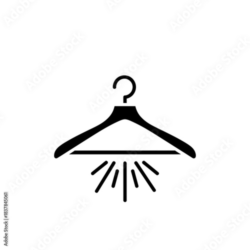 “Clothes Hanger with Spray Icon – Laundry Freshening Silhouette Vector”