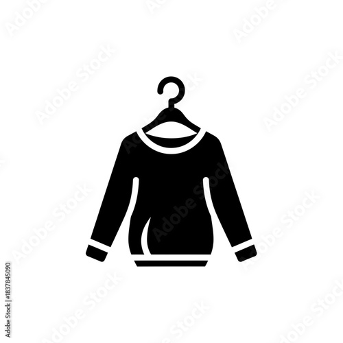 “Clothes Hanger with Spray Icon – Laundry Freshening Silhouette Vector”