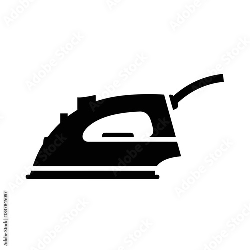“Electric Iron Icon – Household Clothing Press Silhouette Vector”