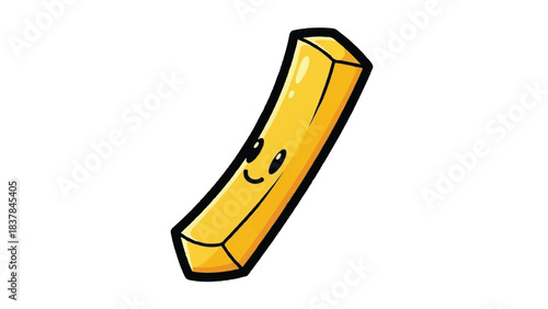 Cute Cartoon French Fry Character with Happy Face.