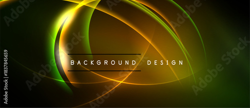 Abstract neon lines create flowing curves, vibrant colors. Dark background emphasizes bright illumination, modern design element.