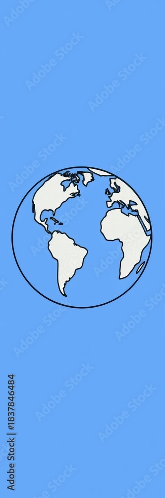 Fototapeta premium Simple line art globe doodle with subtle texture, conveying global connection and travel concepts, network, map
