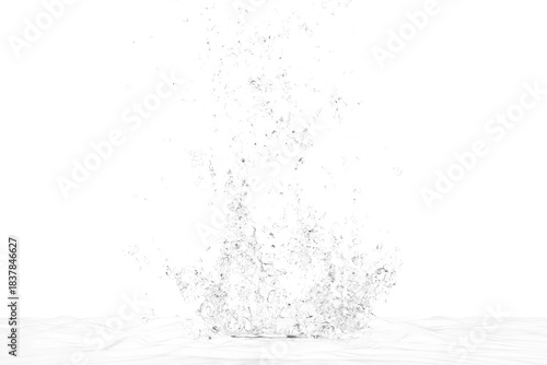Fotografie A dynamic white liquid splash erupts from a surface transparent  background, fro