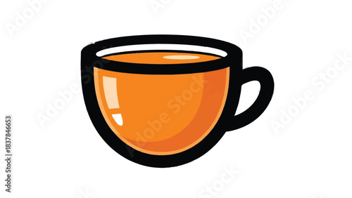Illustration of a Cup of Tea or Coffee with Black Outline.