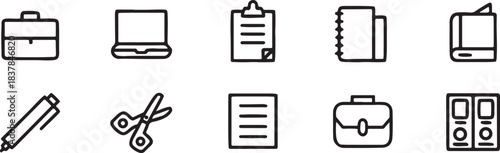 Kitchen utensils icon set with kitchen knives and tools in a clean vector illustration style