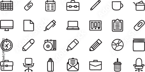set of office icons