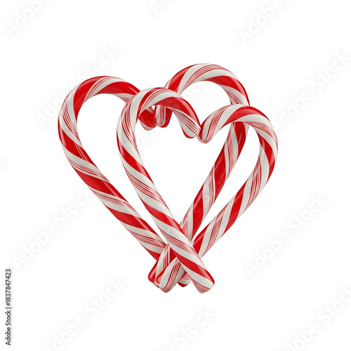 Candy cane heart shape pair, isolated