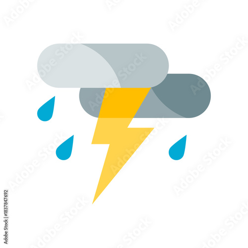 Cloud rain thuderstorm icon flat vector design