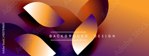 Abstract fluid shapes blend, creating vibrant orange, purple gradients. Modern design element for backgrounds, presentations.