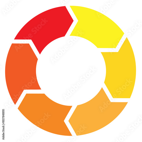 循環を示す6色の矢印サイクル図　ビジネスプロセスやワークフローに活用できるインフォグラフィック