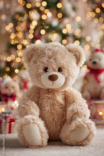 Teddy bear with Christmas tree lights