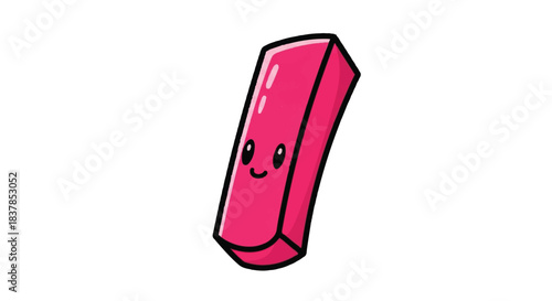 Cute Pink Eraser Character with Happy Face.
