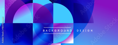 Abstract geometric design. Overlapping circles, squares create vibrant color gradients. Modern background suitable for digital projects.