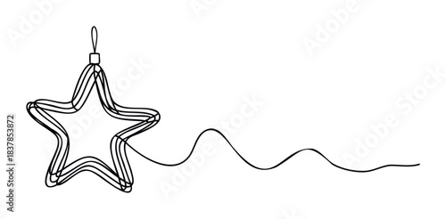 Festive star ornament with flowing ribbon trailing, perfect for holiday celebrations, New Years events, or winter decoration concepts.