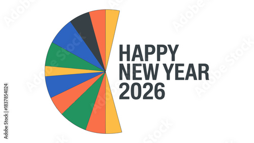 New Year 2026: A vibrant and colorful design wishing viewers a Happy New Year, with a unique graphical element embodying the celebratory spirit of the upcoming year.