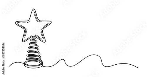 Playful star on a spring with a wavy line extending right for use in holiday or toy promotions and joyful concepts