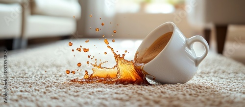 Spilled Coffee on Beige Carpet