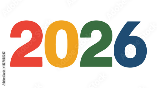 Visualizing 2026: A vibrant and colorful display of the year 2026, represented in bold numerals. A symbolic illustration of the future.