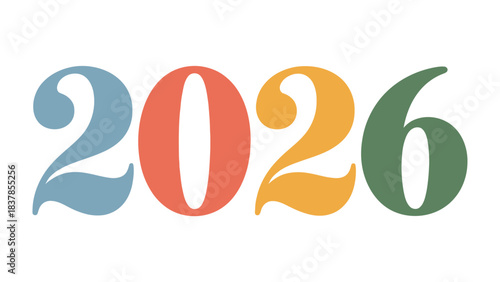 Colorful Numbers 2026: A vibrant and visually striking graphic featuring the year 2026 in bold, colorful digits, perfect for various design uses.