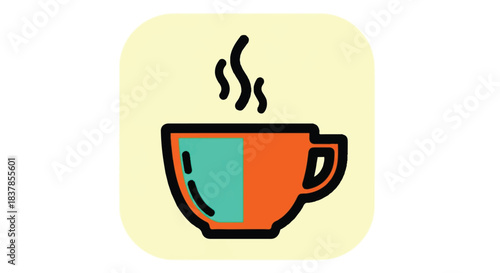 Steaming hot beverage in a colorful cup.