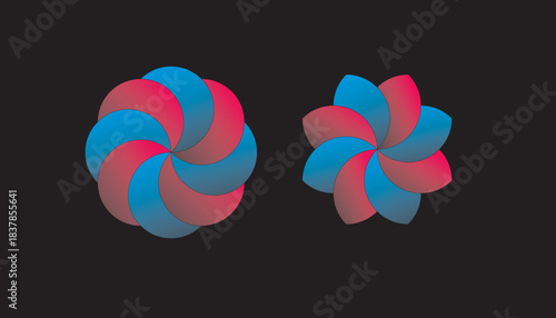 Gradient Pinwheel Spiral – Abstract Blue and Pink Twirl Design Vector on Dark Background