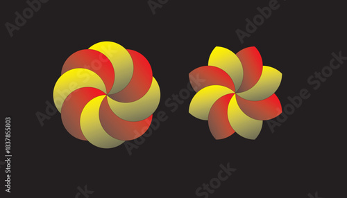Gradient Pinwheel Spiral – Yellow and Red Twirl Abstract Design Vector on Dark Background