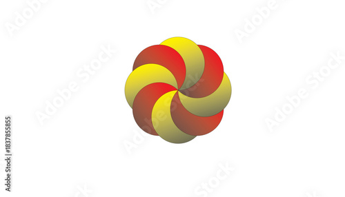 Gradient Rotating Flower Pinwheel – Yellow and Red Abstract Twirl Vector Design on Transparent Background