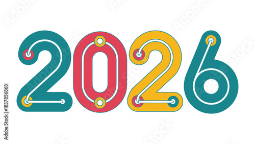 Visions of 2026: A vibrant and colorful depiction of the year 2026, evoking a sense of forward-thinking and innovative anticipation. 