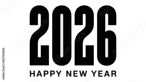 2026 New Year: a striking minimalist composition boldly proclaims the arrival of the New Year, offering a simple and elegant celebration of the upcoming year.