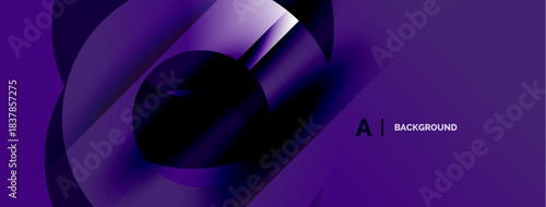 Abstract purple design. Overlapping circles create dynamic visual effect. Modern, sleek, gradient shades present.