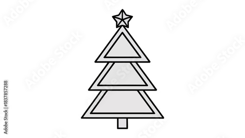 Festive Silhouette: A minimalist graphic, ideal for the holiday season. The simple outline of a Christmas tree adorned with a star. conveying the magic of winter celebrations. 